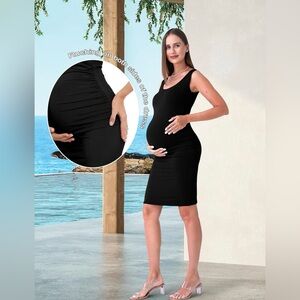 Black Ruched Maternity Dress size medium